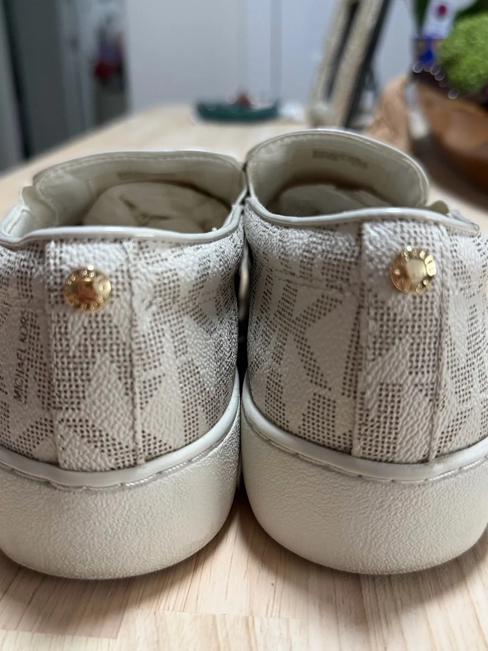 Michael Kors White MK Monogram Slip-On Loafers
